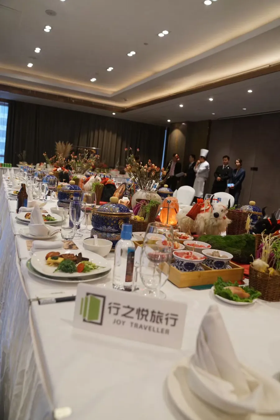 A branded Joy Traveller private dining setup